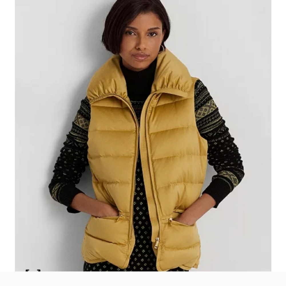 LAUREN RALPH LAUREN SATIN QUILTED DOWN VEST.‎ SIZE L